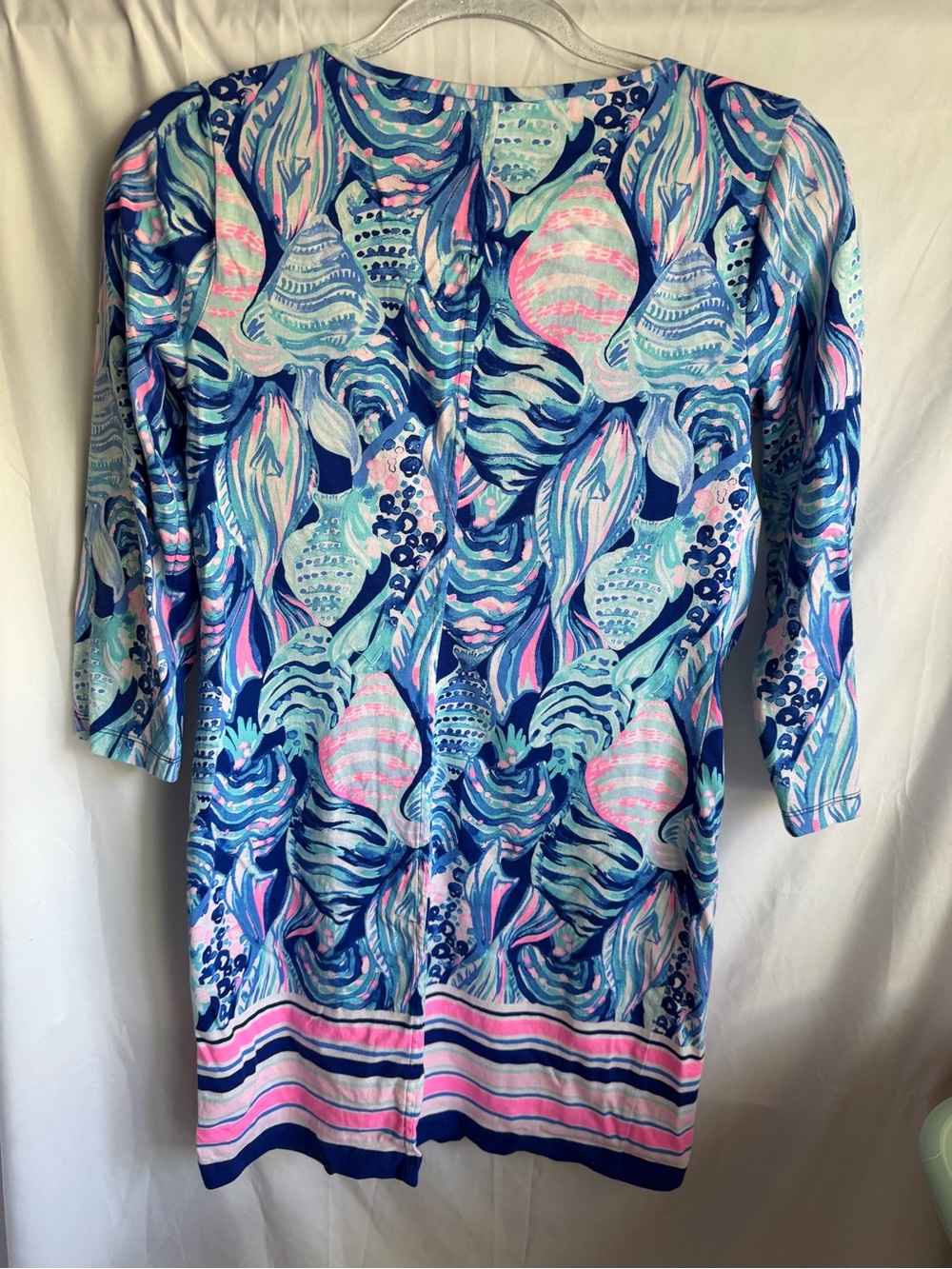 Lilly Pulitzer Beacon Dress Scale Up Twilight Blue Pink 3/4 Sleeve Small - Picture 3 of 3